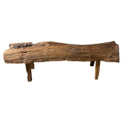 Banc ancien en bois de teck de style bûches Andrianna Shamaris 