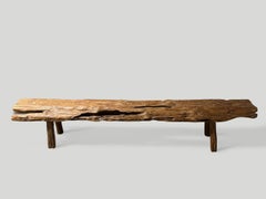 Andrianna Shamaris Antique Teak Wood Log Style Bench