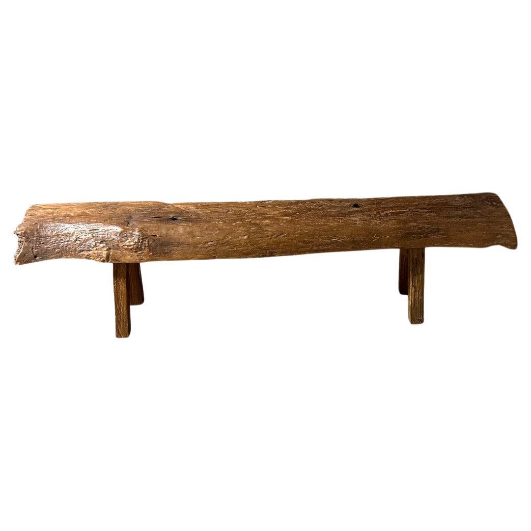 Andrianna Shamaris Antique Teak Wood Log Style Bench For Sale