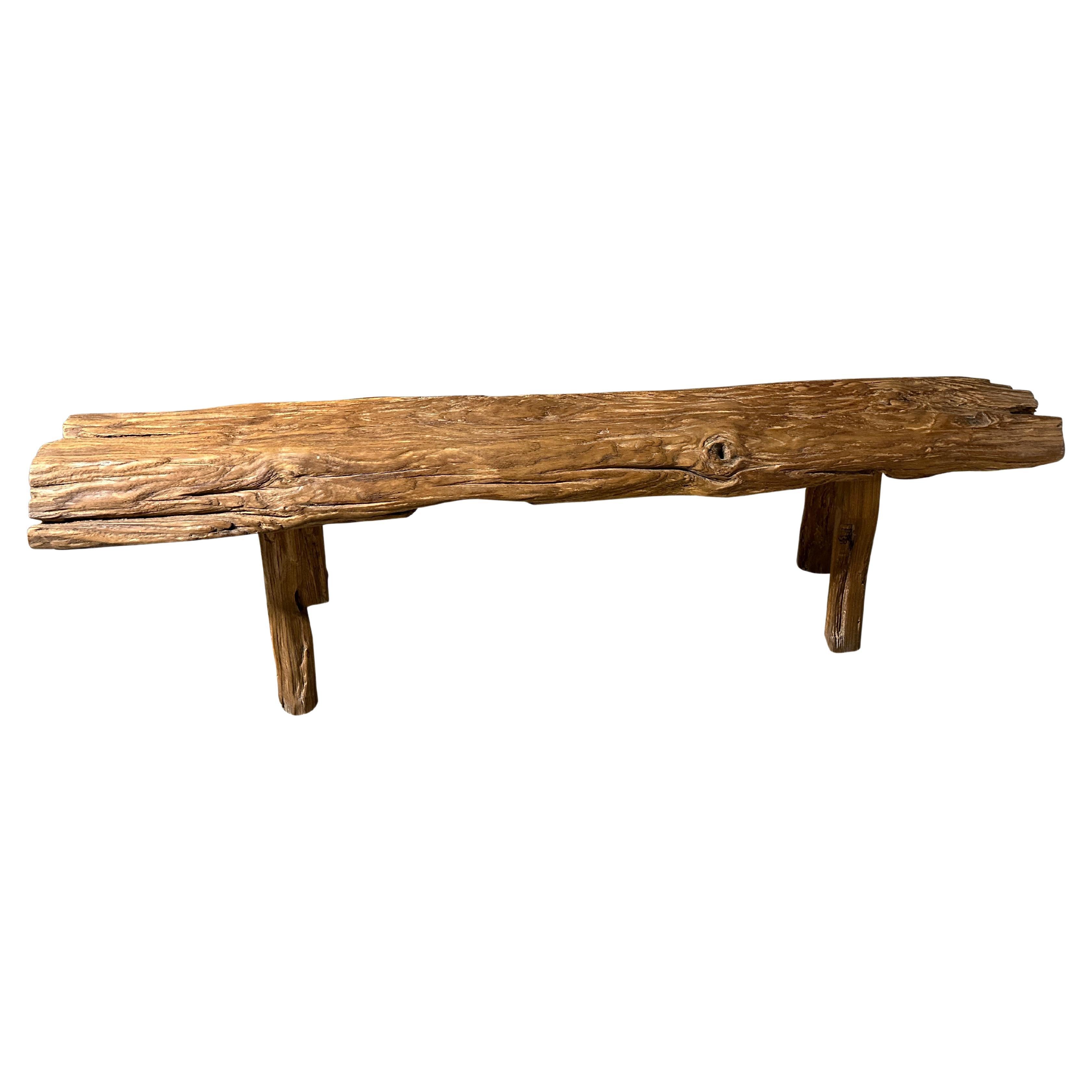 Andrianna Shamaris Teak Wood Log Style Bench