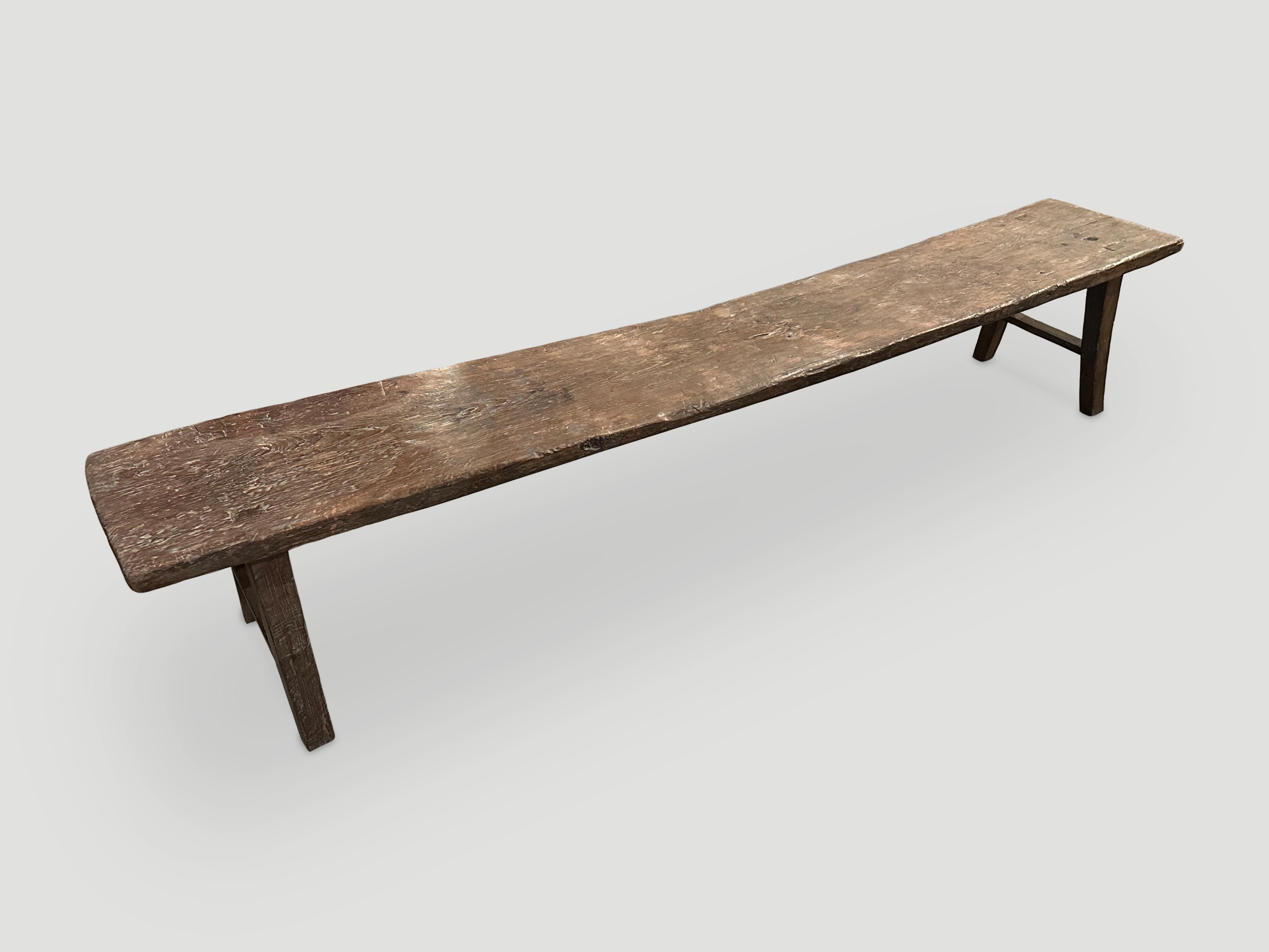 Organic Modern Andrianna Shamaris Antique Teak Wood Long Bench