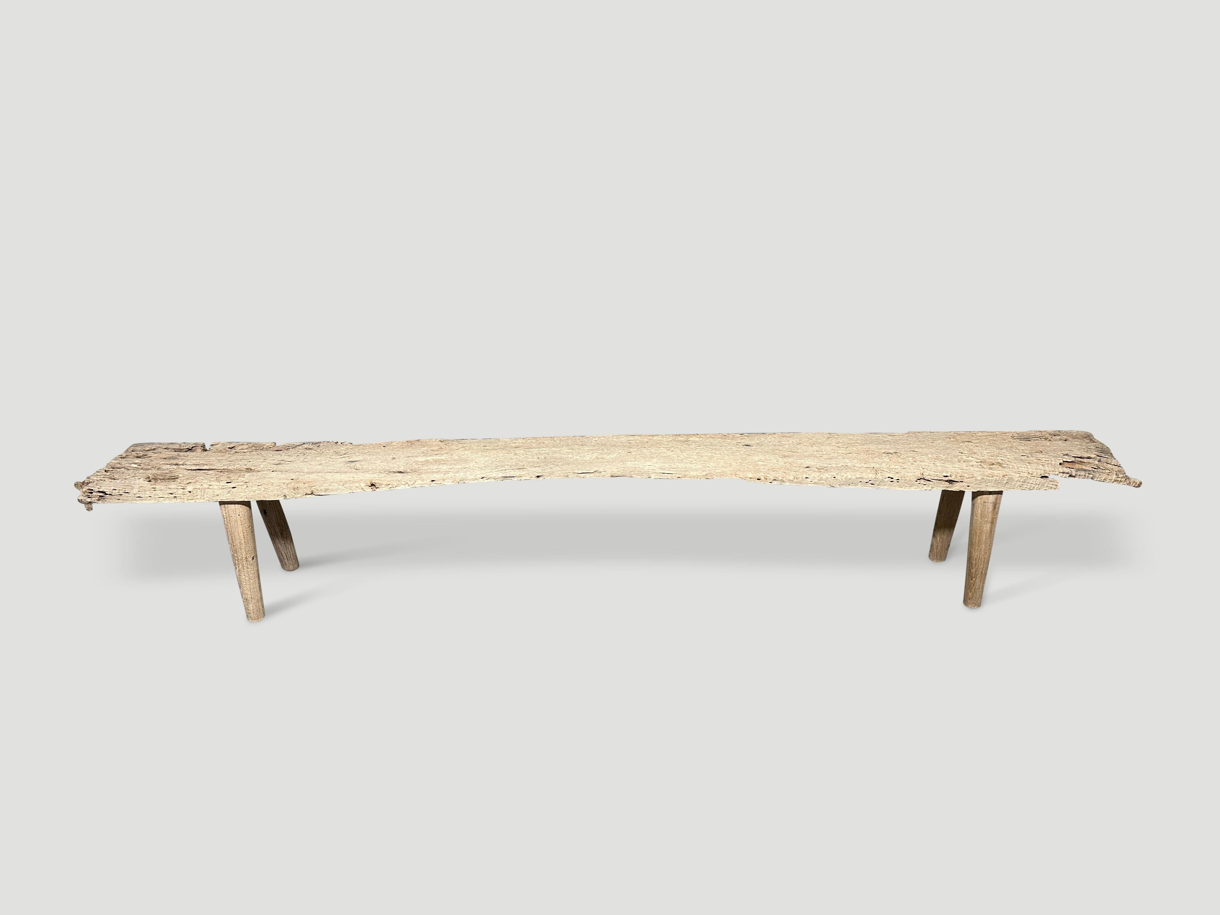 Organic Modern Andrianna Shamaris Antique Teak Wood Long Bench For Sale