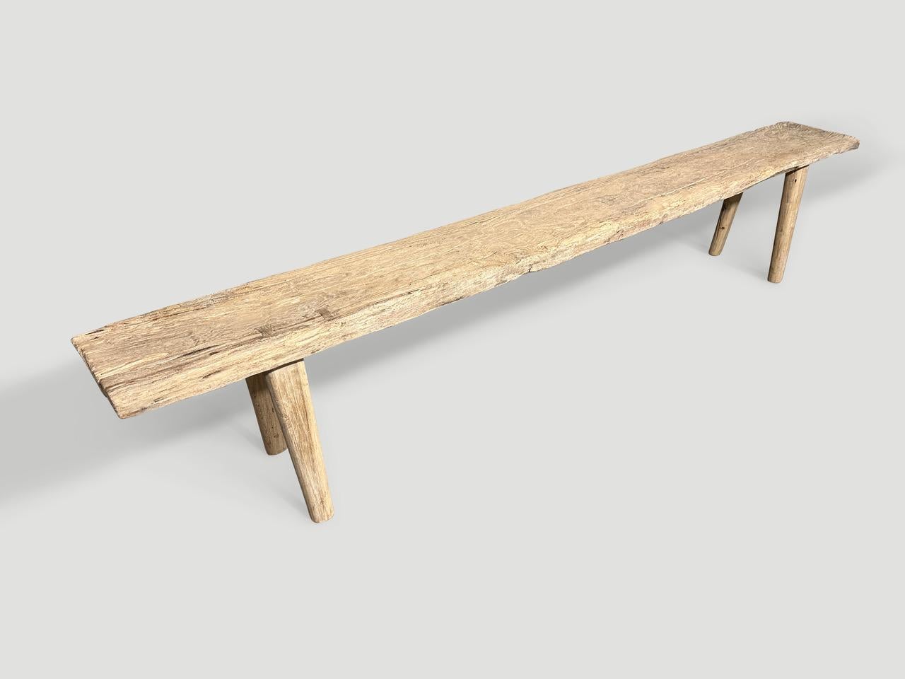 Mid-Century Modern Andrianna Shamaris Antique Teak Wood Long Bench For Sale