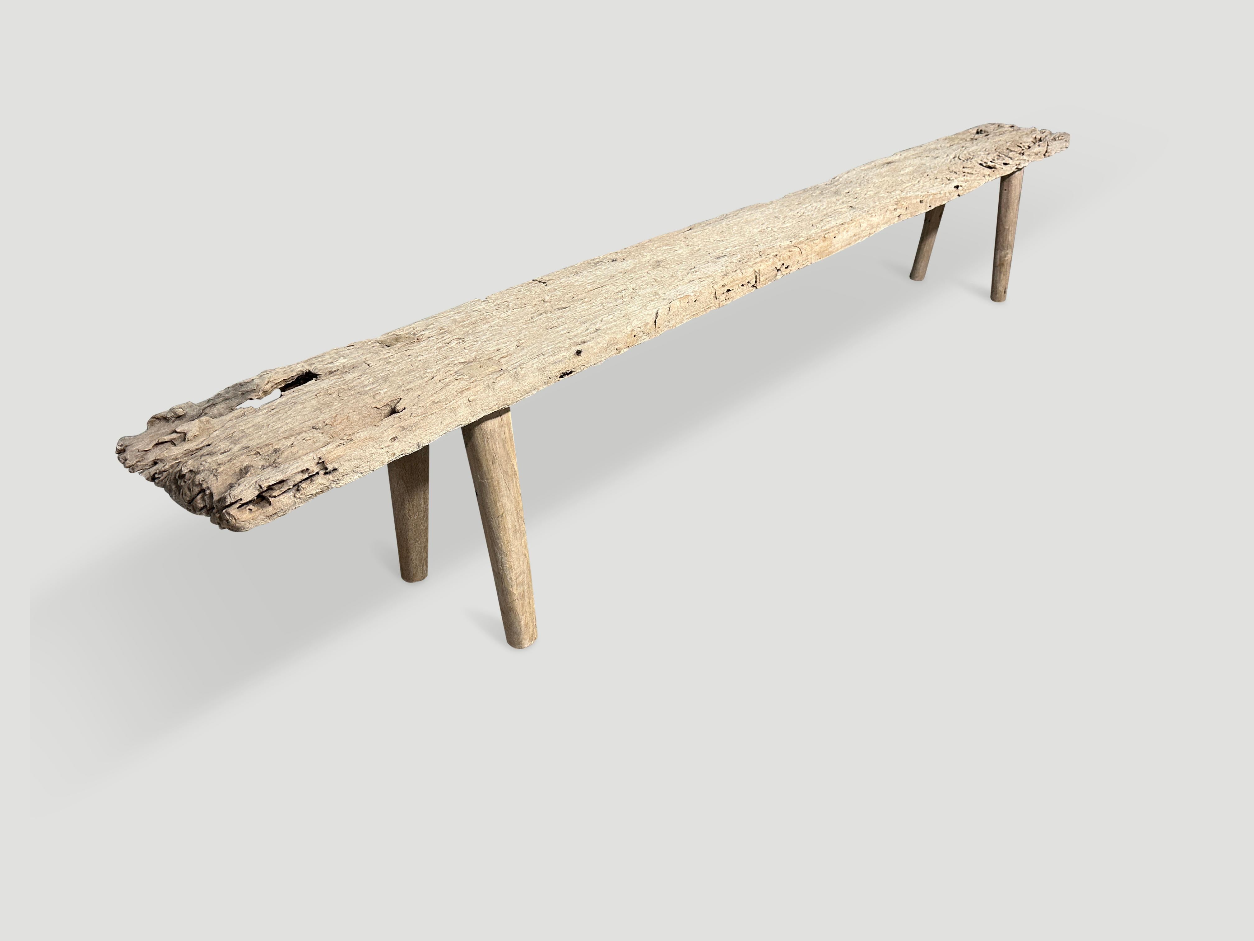 Indonesian Andrianna Shamaris Antique Teak Wood Long Bench For Sale