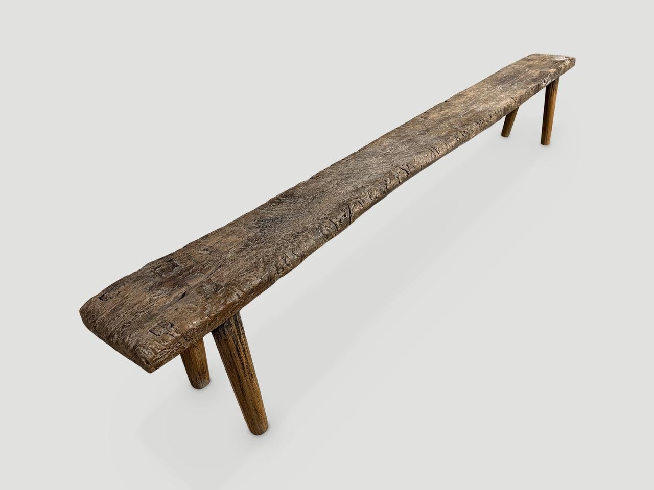 Mid-20th Century Andrianna Shamaris Antique Teak Wood Long Bench For Sale