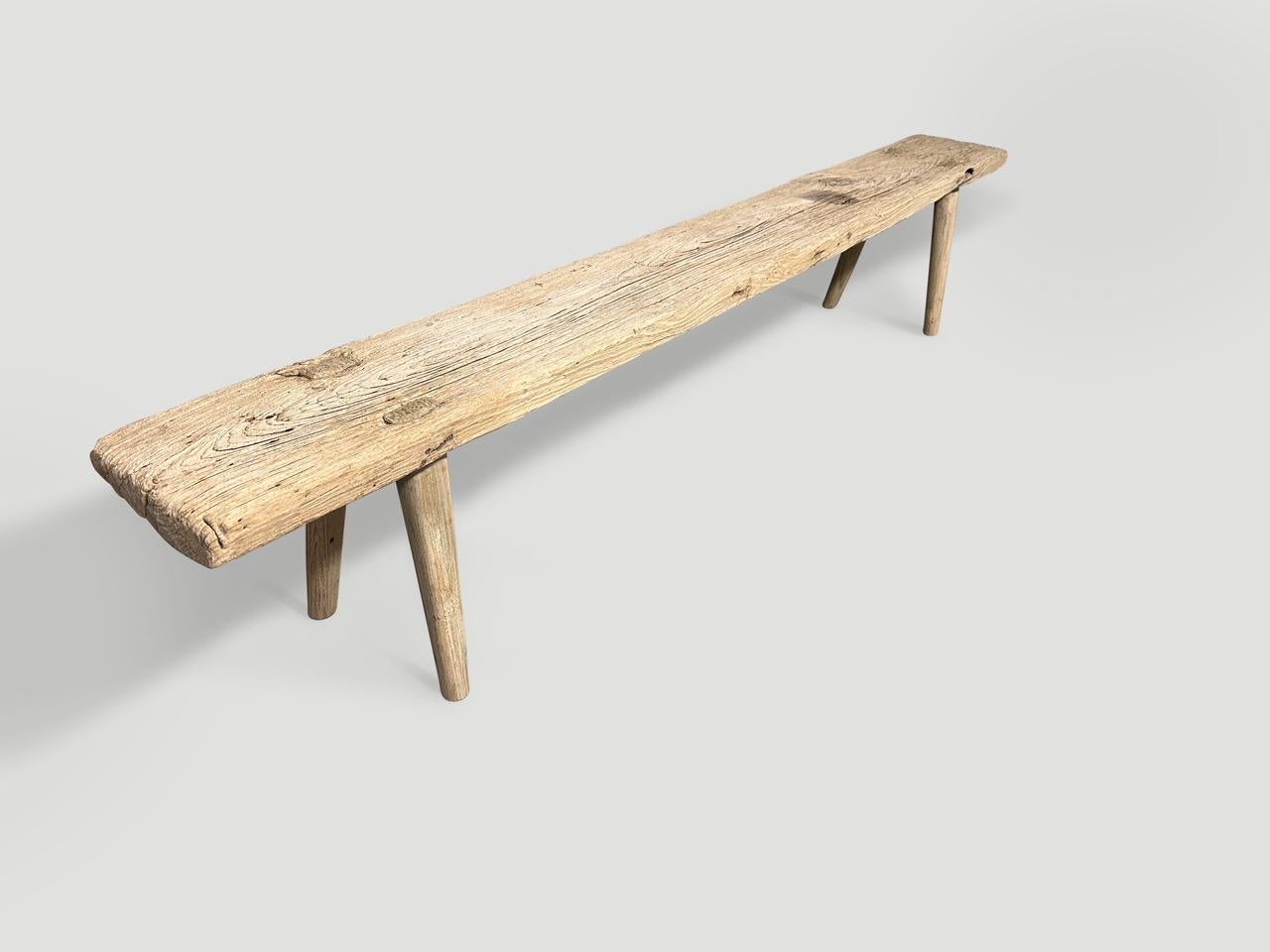Mid-20th Century Andrianna Shamaris Antique Teak Wood Long Bench For Sale