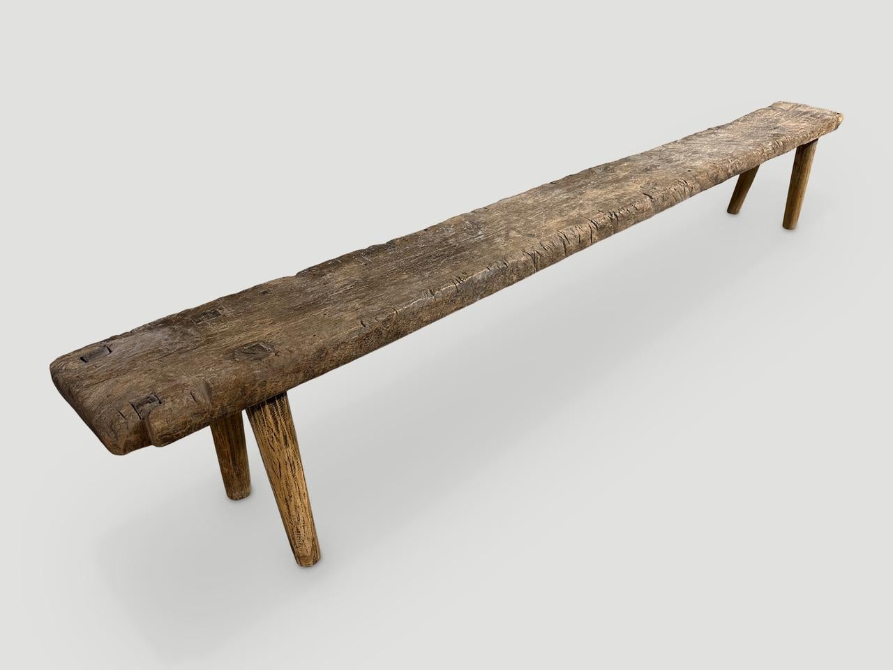 Andrianna Shamaris Antique Teak Wood Long Bench For Sale 1