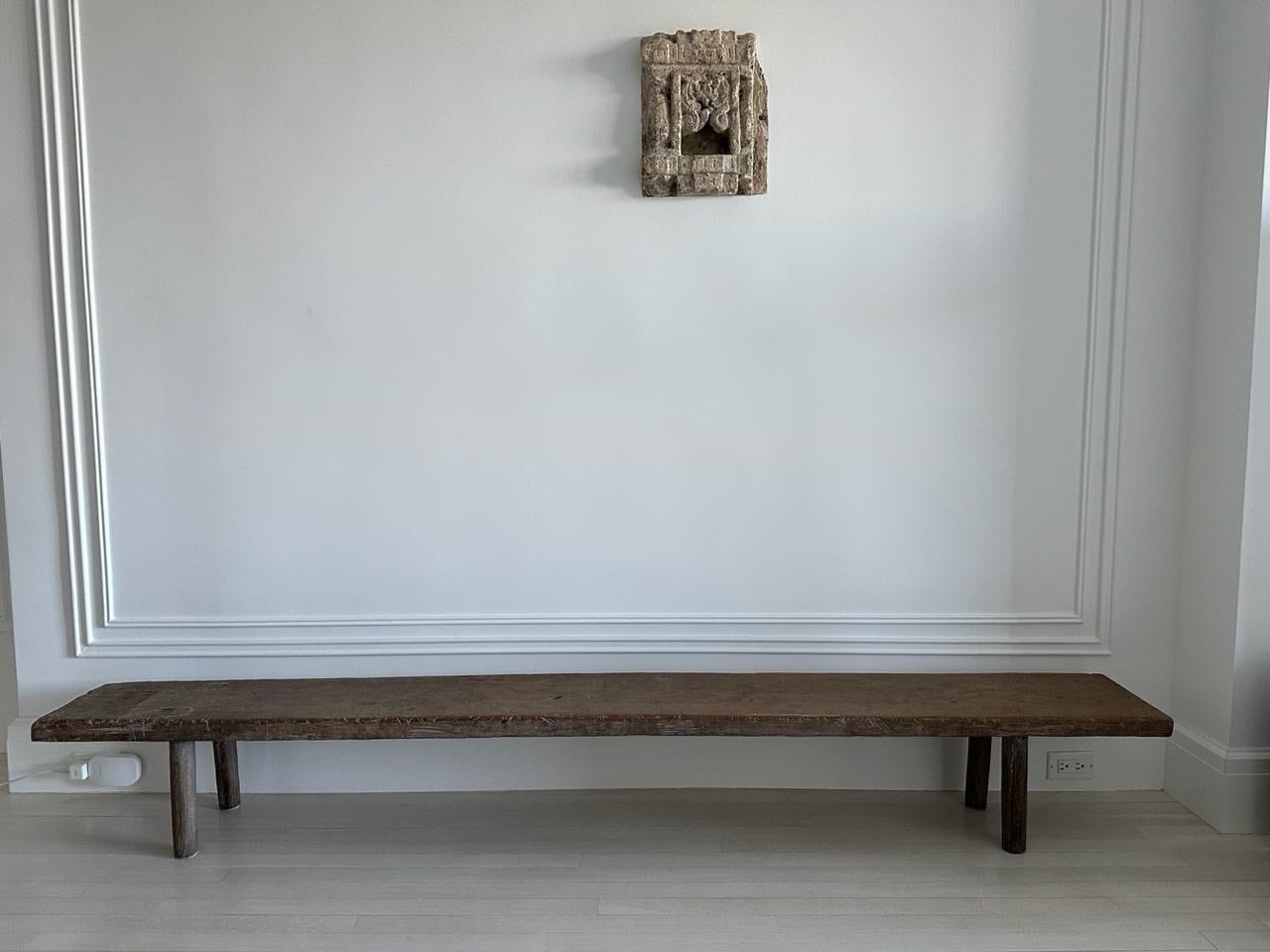 Andrianna Shamaris Antique Teak Wood Long Bench  For Sale 1