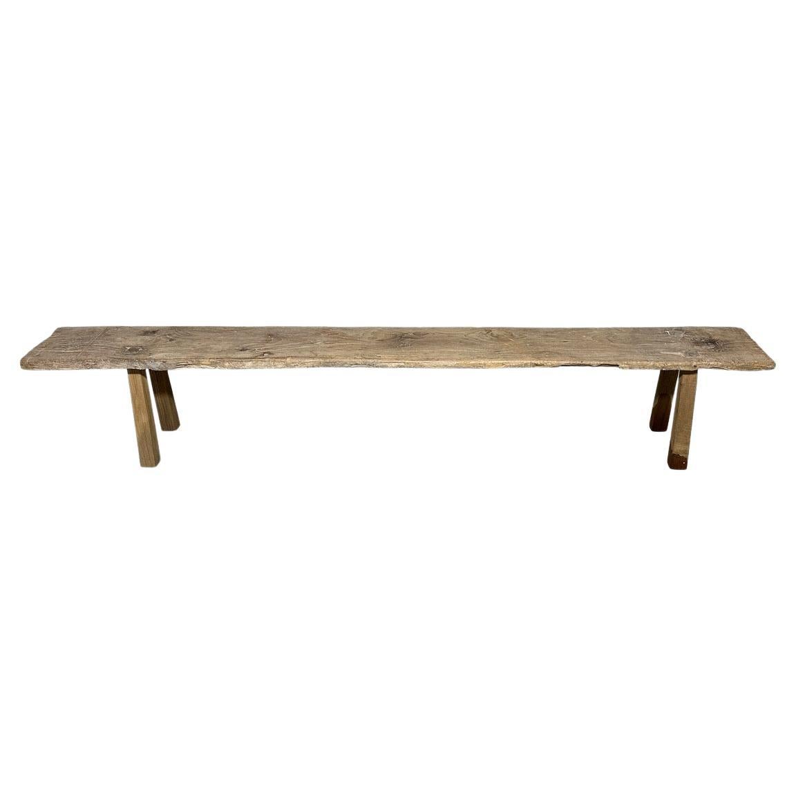 Antique American Long Slatted Wood Bench at 1stDibs