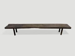 Andrianna Shamaris Teak Wood Long Bench, Minimalist Style