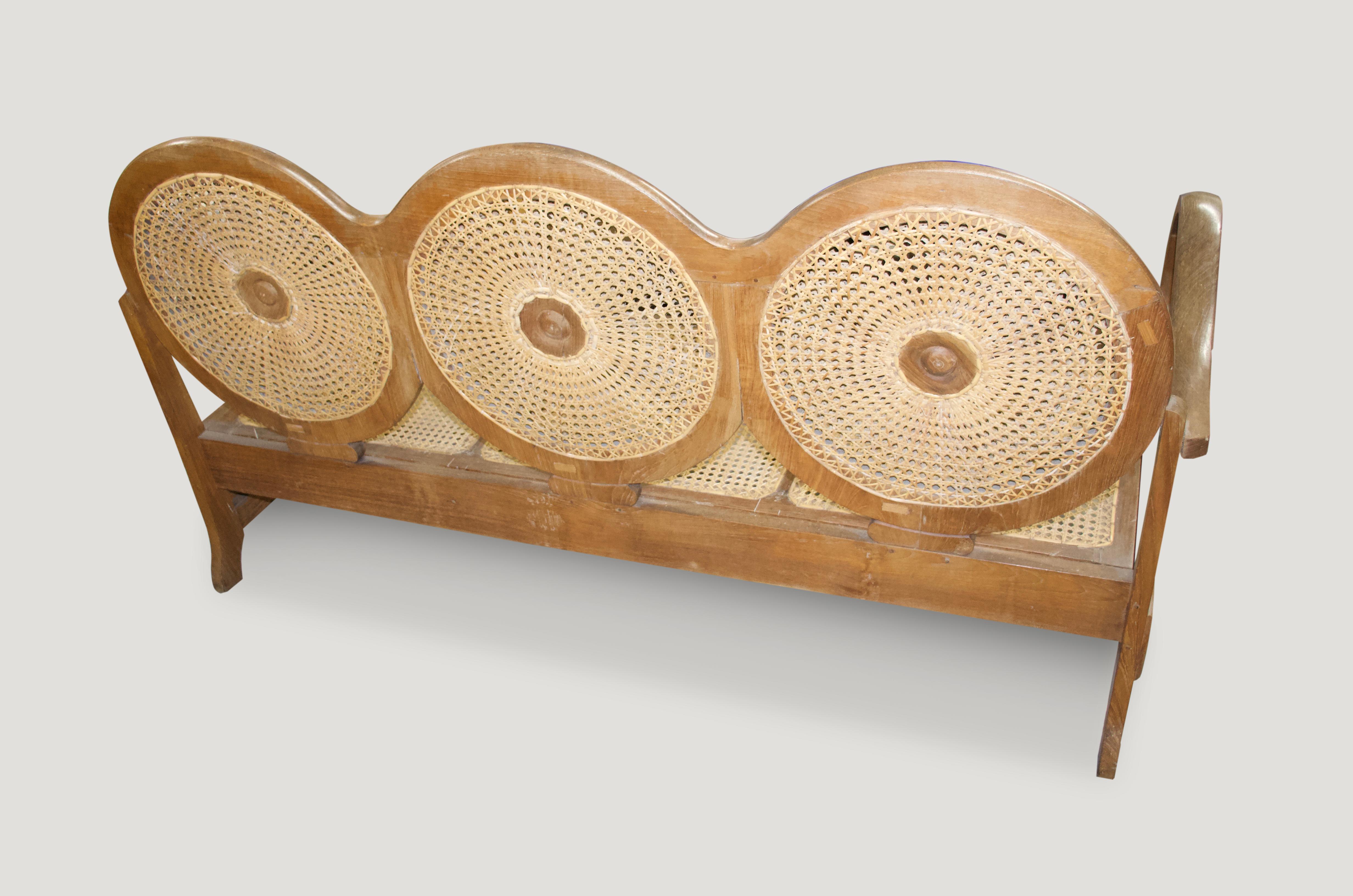 Mid-Century Modern Andrianna Shamaris Antique Teak Wood Mid-Century Sofa For Sale