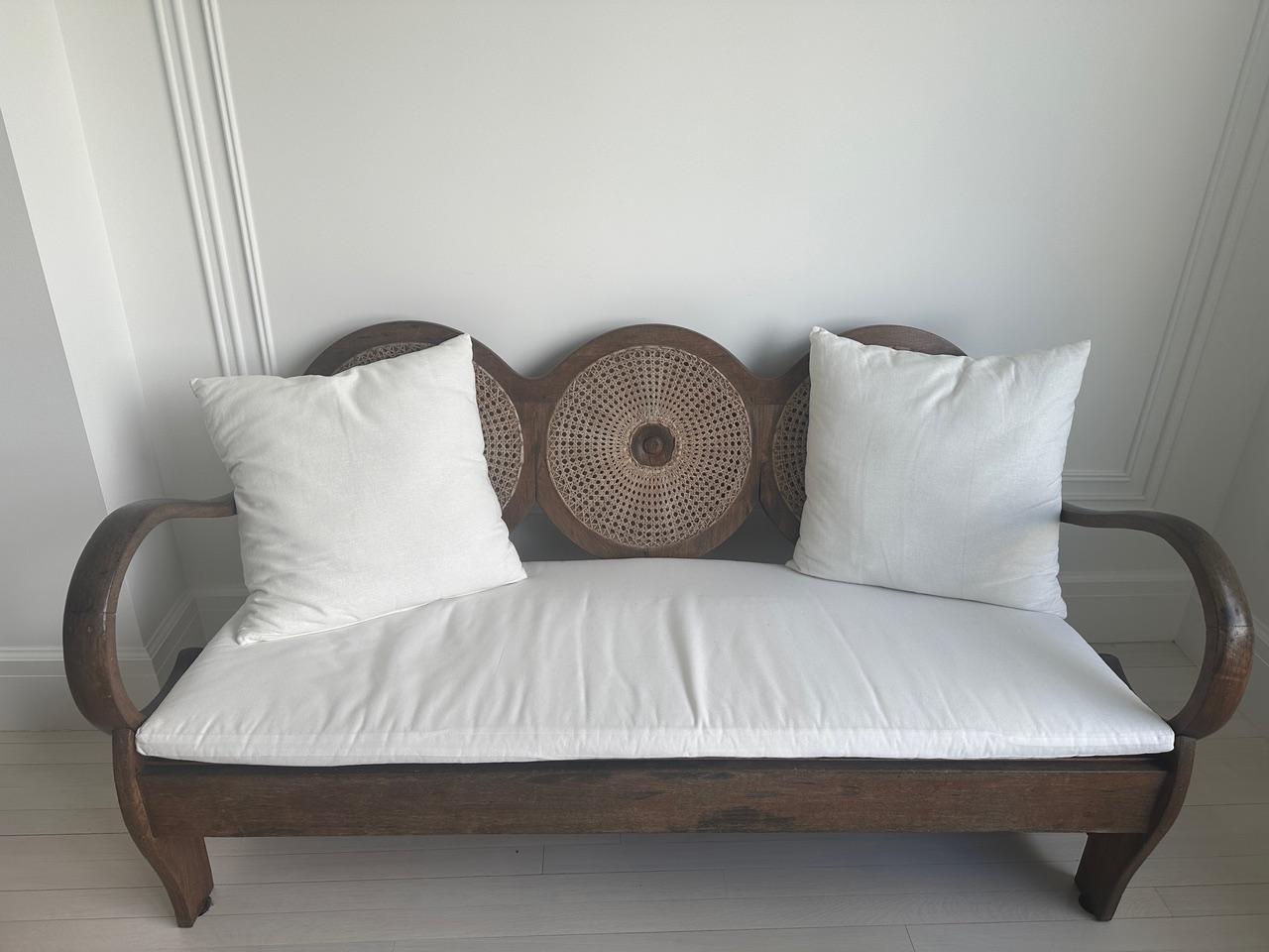 Antique Teak Wood Mid-Century Sofa For Sale 1
