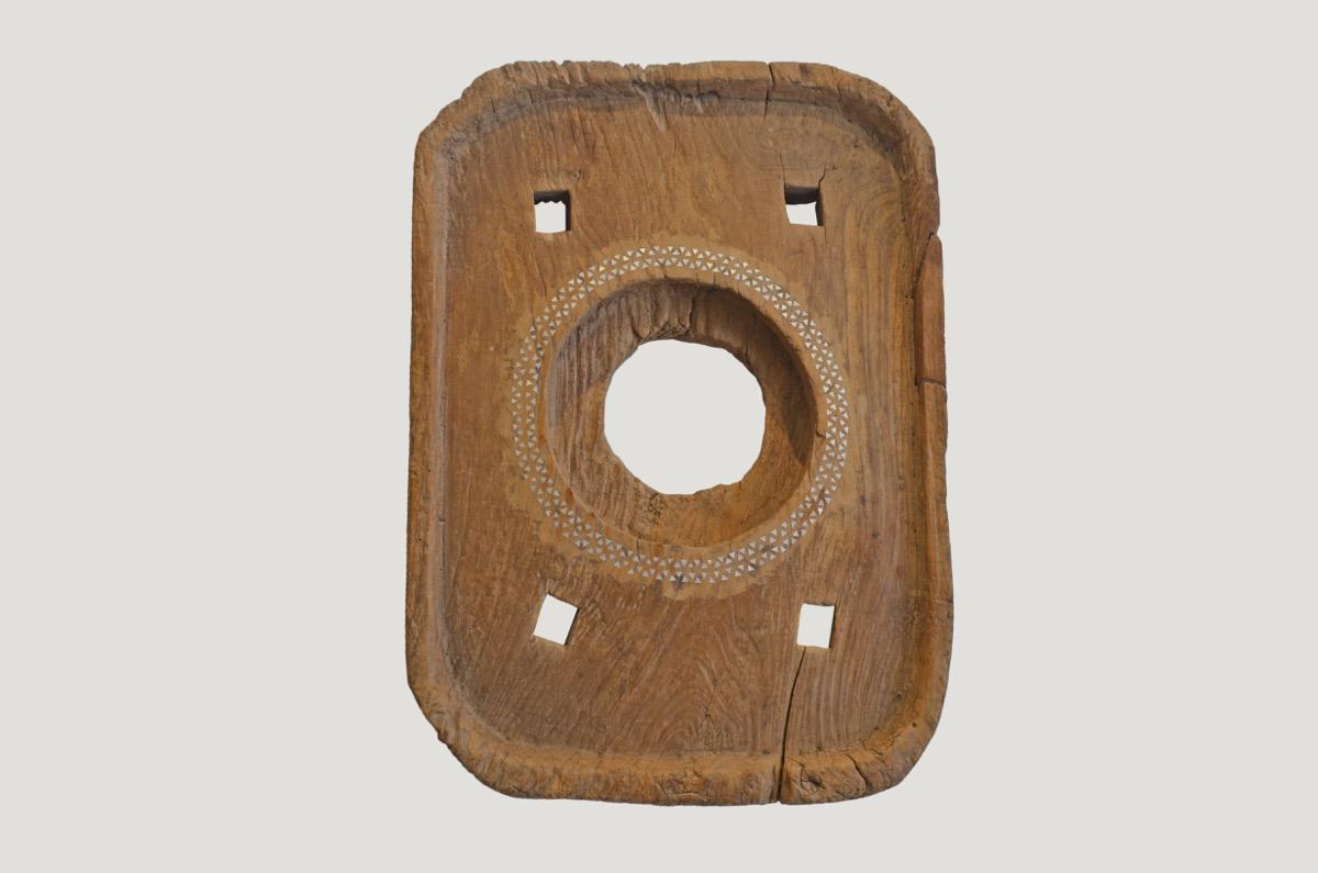 Indonesian Andrianna Shamaris Antique Teak Wood Rice Pounder For Sale