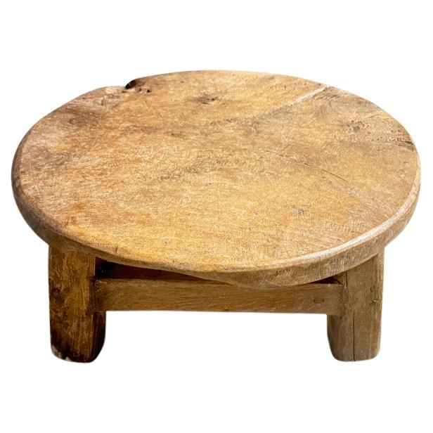 Andrianna Shamaris Antique Teak Wood Round Side Table or Stool