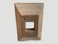 Andrianna Shamaris Antique Teak Wood Side Table or Mirror