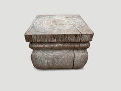 Antique Teak Wood Side Table or Pedestal