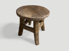 Antique Teak Wood Side Table or Stool