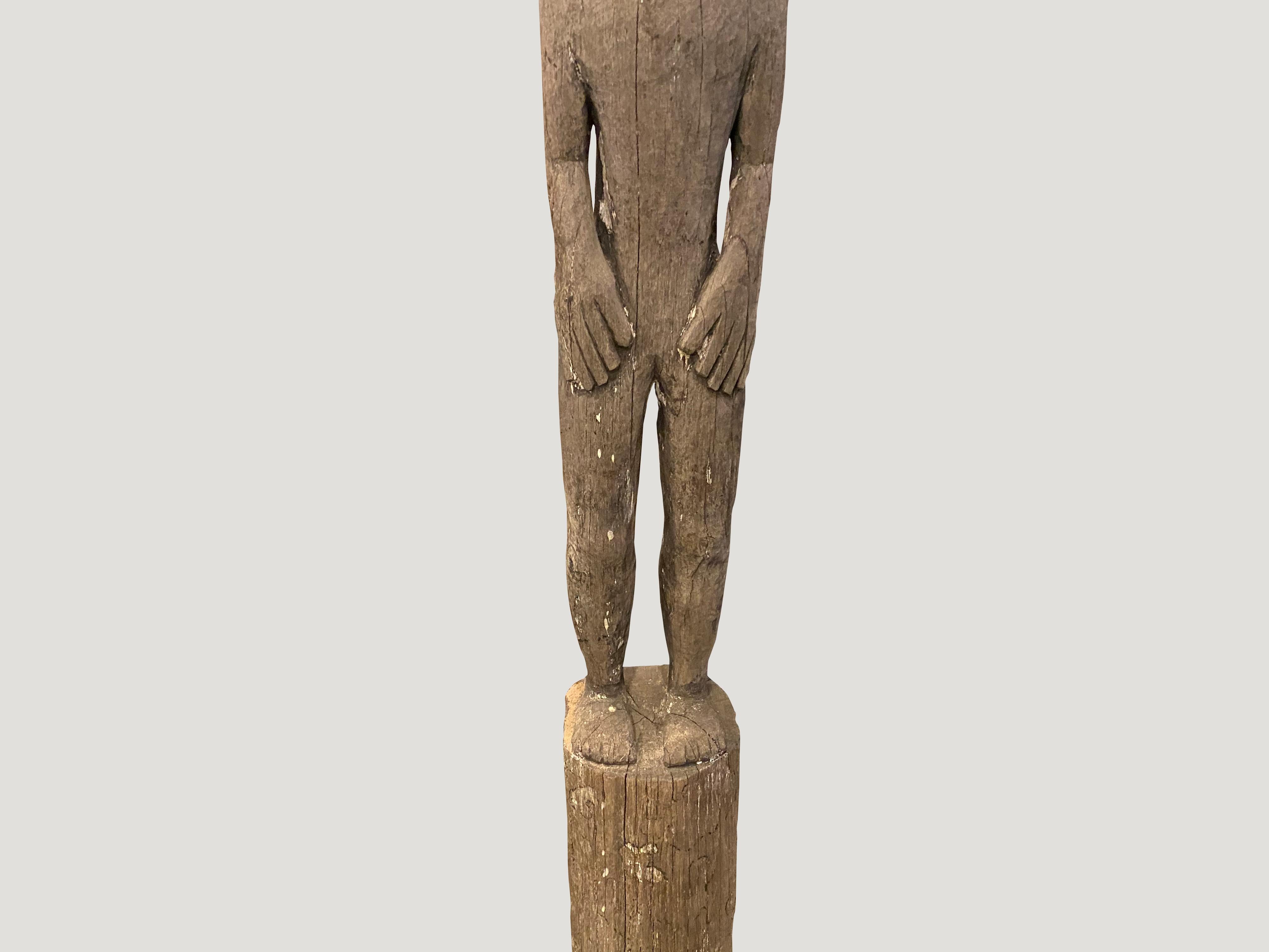 Andrianna Shamaris Antique Teak Wood Statue from Borneo In Good Condition In New York, NY