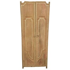 Andrianna Shamaris Used Teak Wood Temple Door with Shell Inlay