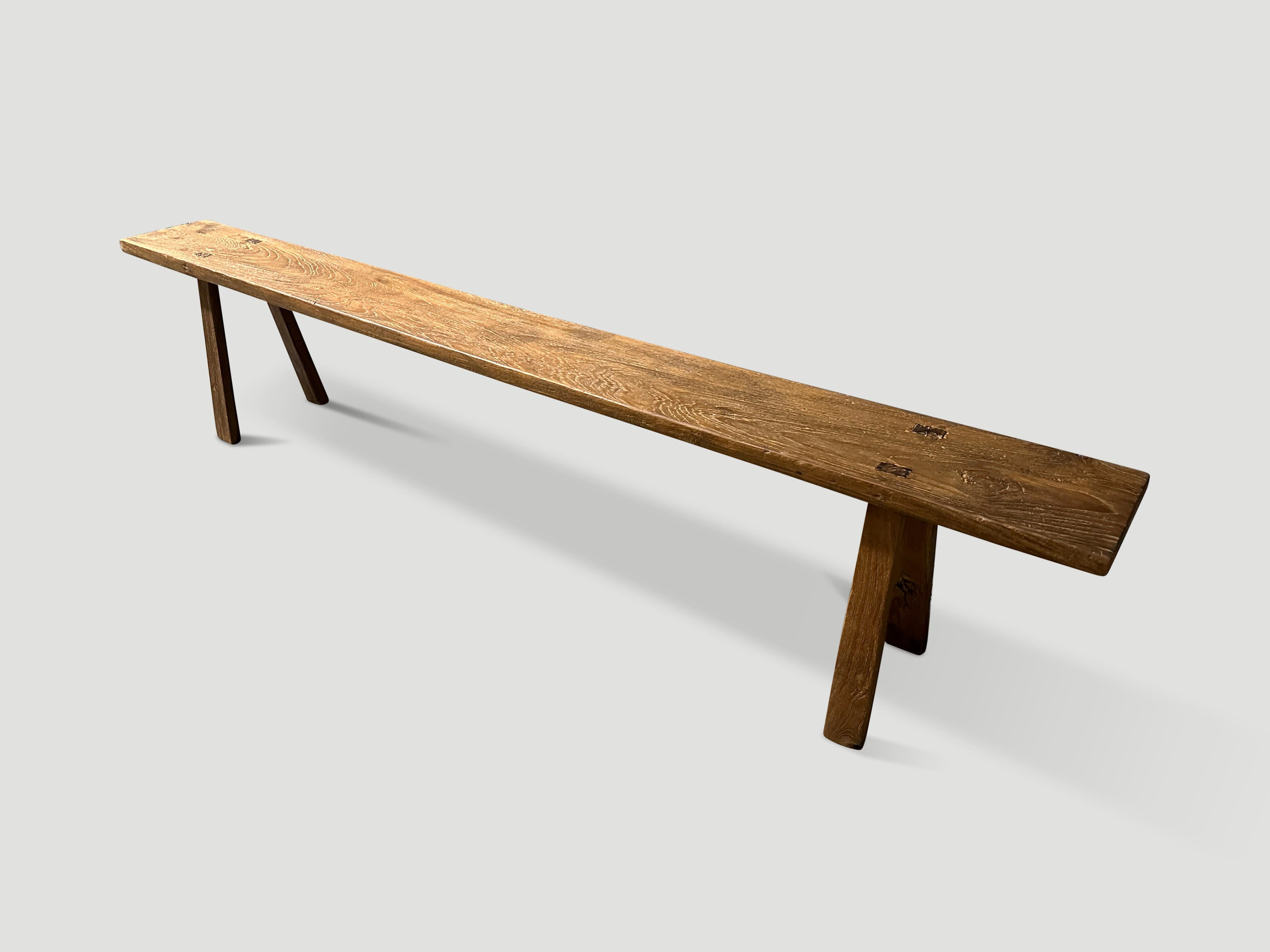 Andrianna Shamaris Antique Teak Wood Wabi Bench  In Excellent Condition For Sale In New York, NY