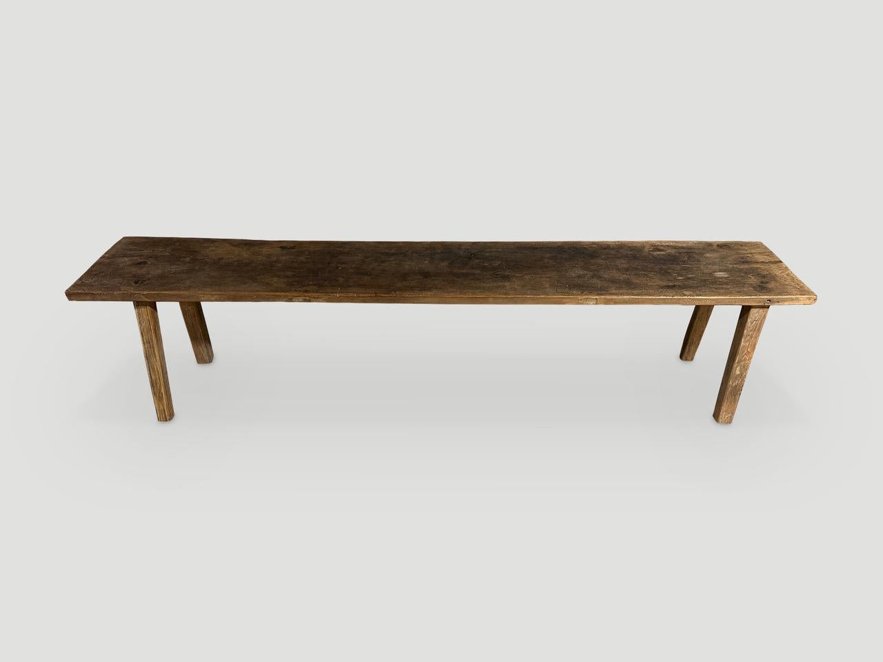 Rustic Andrianna Shamaris Antique Teak Wood Wabi Sabi Bench