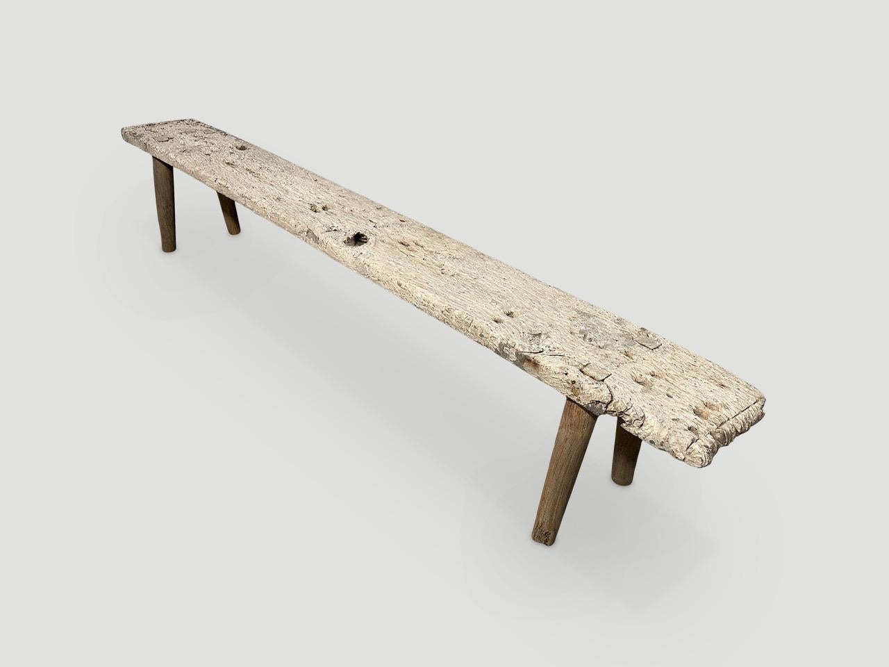 Rustic Andrianna Shamaris Antique Teak Wood Wabi Sabi Bench For Sale