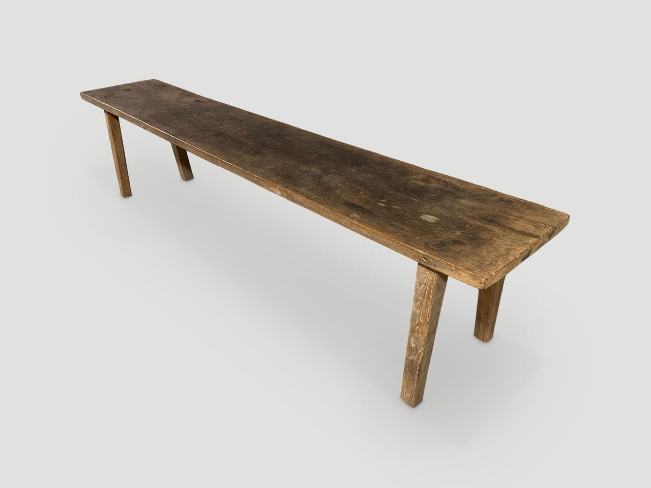 Andrianna Shamaris Antique Teak Wood Wabi Sabi Bench In Excellent Condition In New York, NY