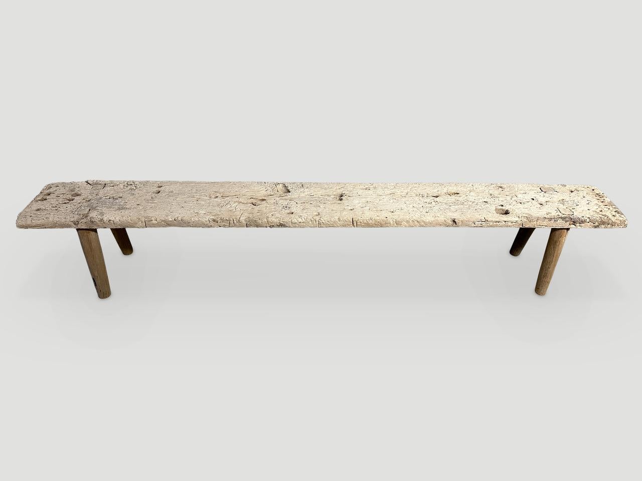 Andrianna Shamaris Antique Teak Wood Wabi Sabi Bench In Excellent Condition For Sale In New York, NY