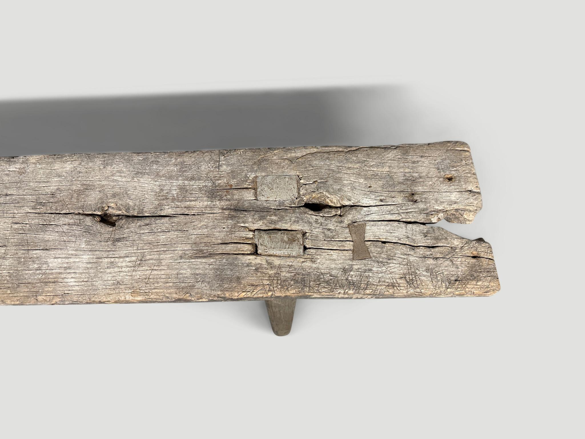Mid-20th Century Andrianna Shamaris Antique Teak Wood Wabi Sabi Bench