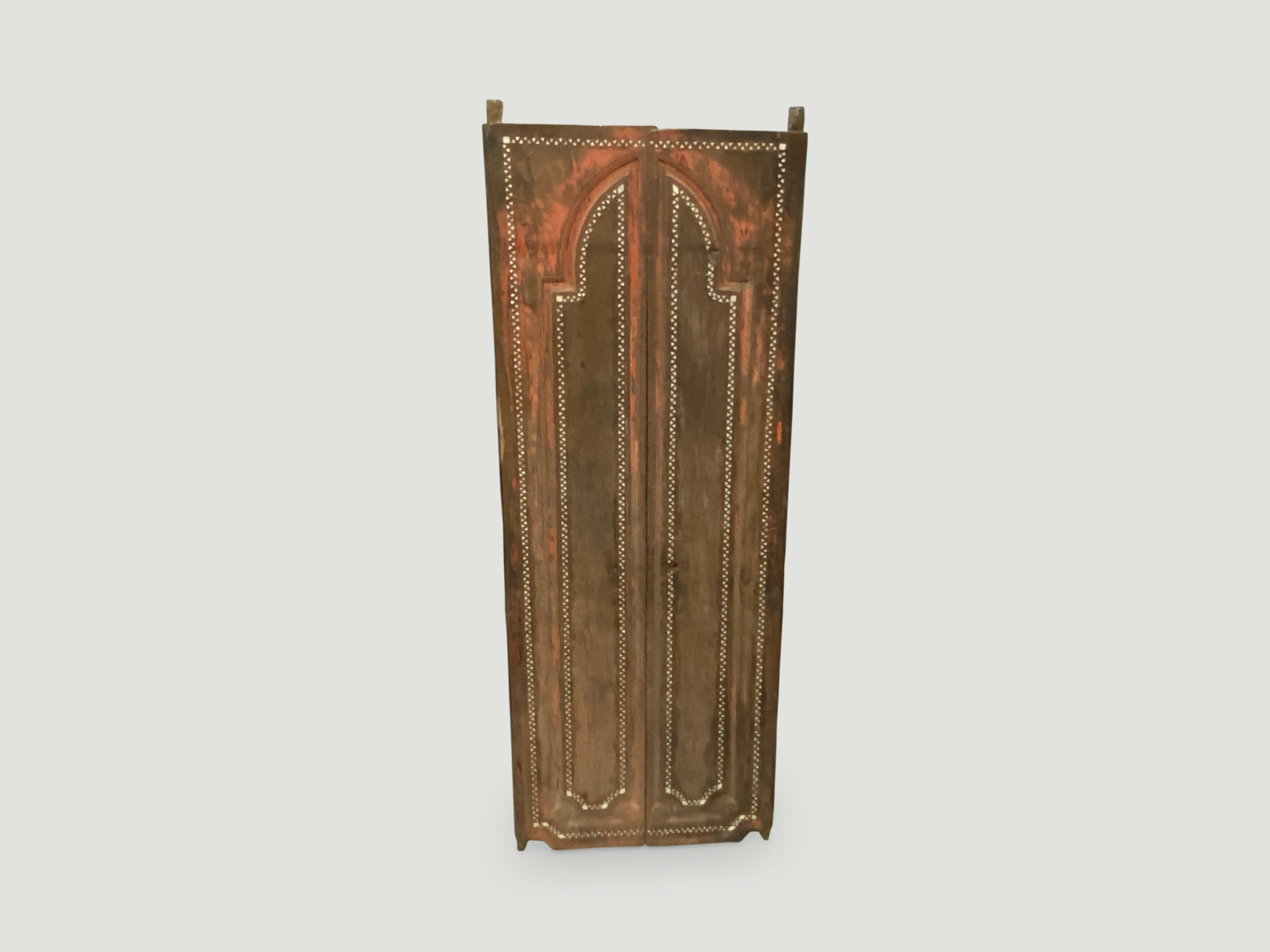 Andrianna Shamaris Antique Temple Door with Shell Inlay In Good Condition For Sale In New York, NY