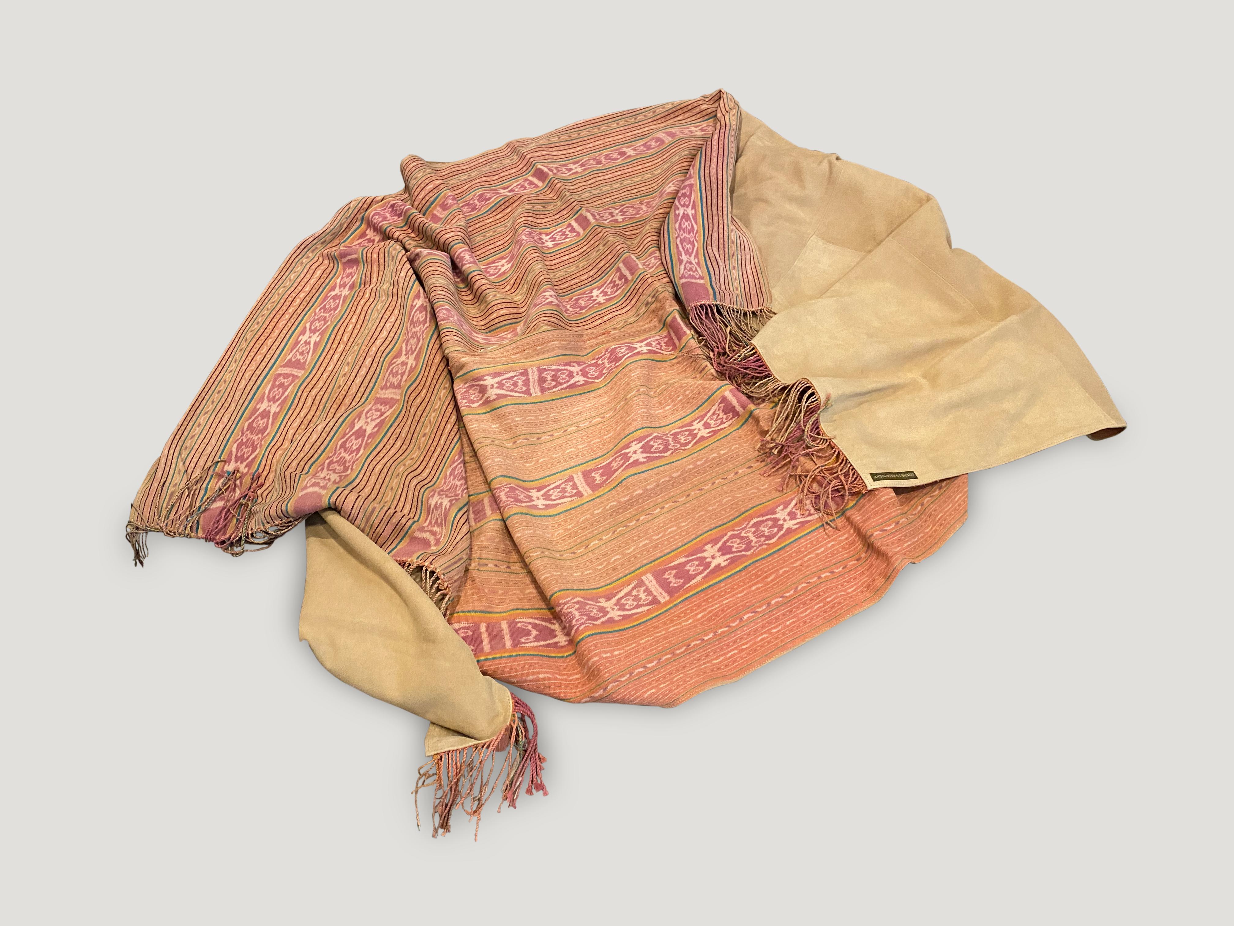 Primitive Andrianna Shamaris Antique Textile Backed in Suede