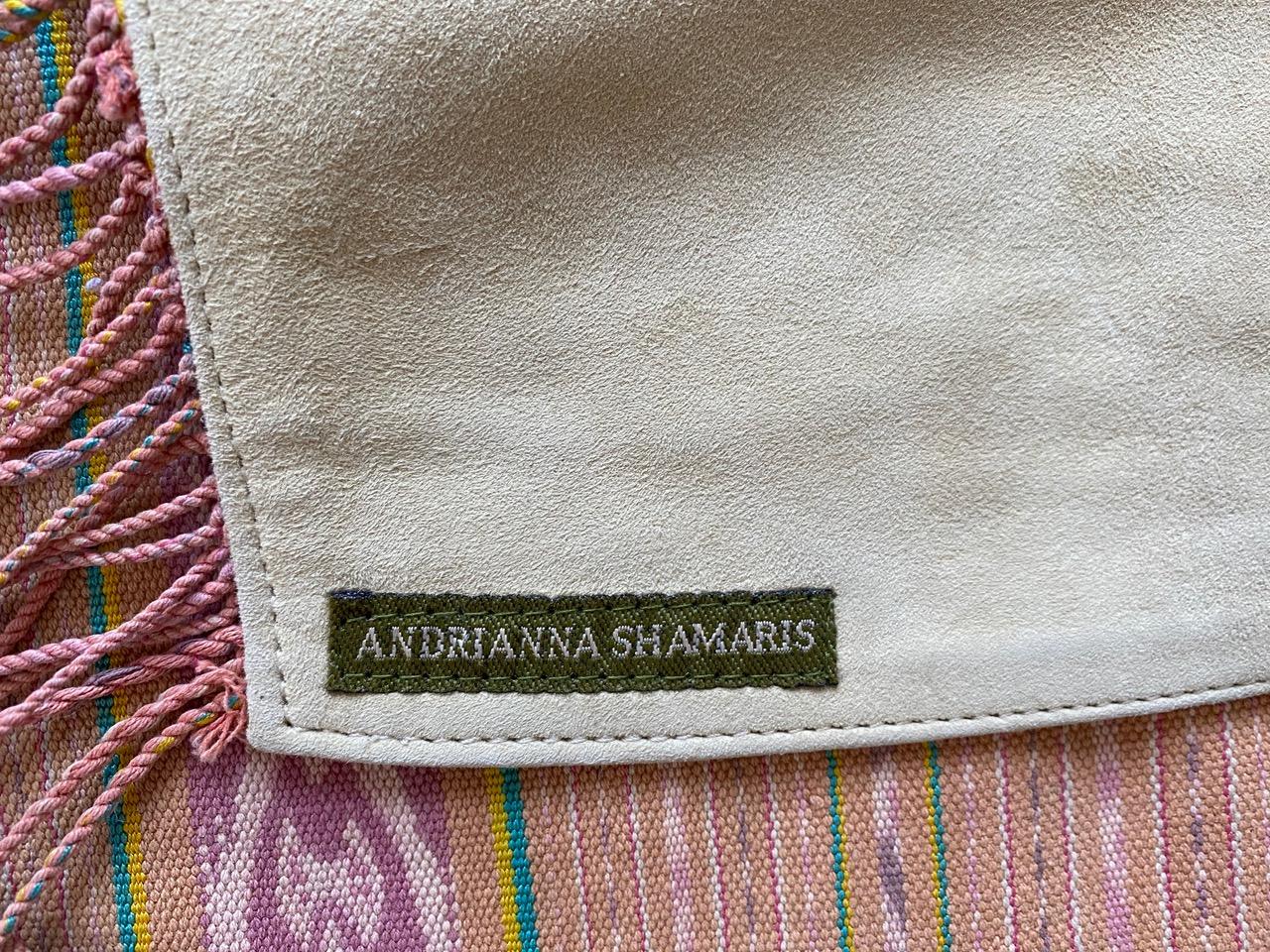 Andrianna Shamaris Antique Textile Backed in Suede In Excellent Condition In New York, NY