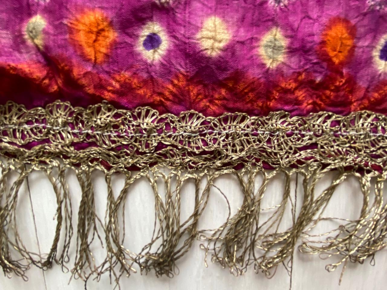 Indonesian Andrianna Shamaris Antique Vibrant Fine Silk Ceremonial Shoulder Cloth For Sale