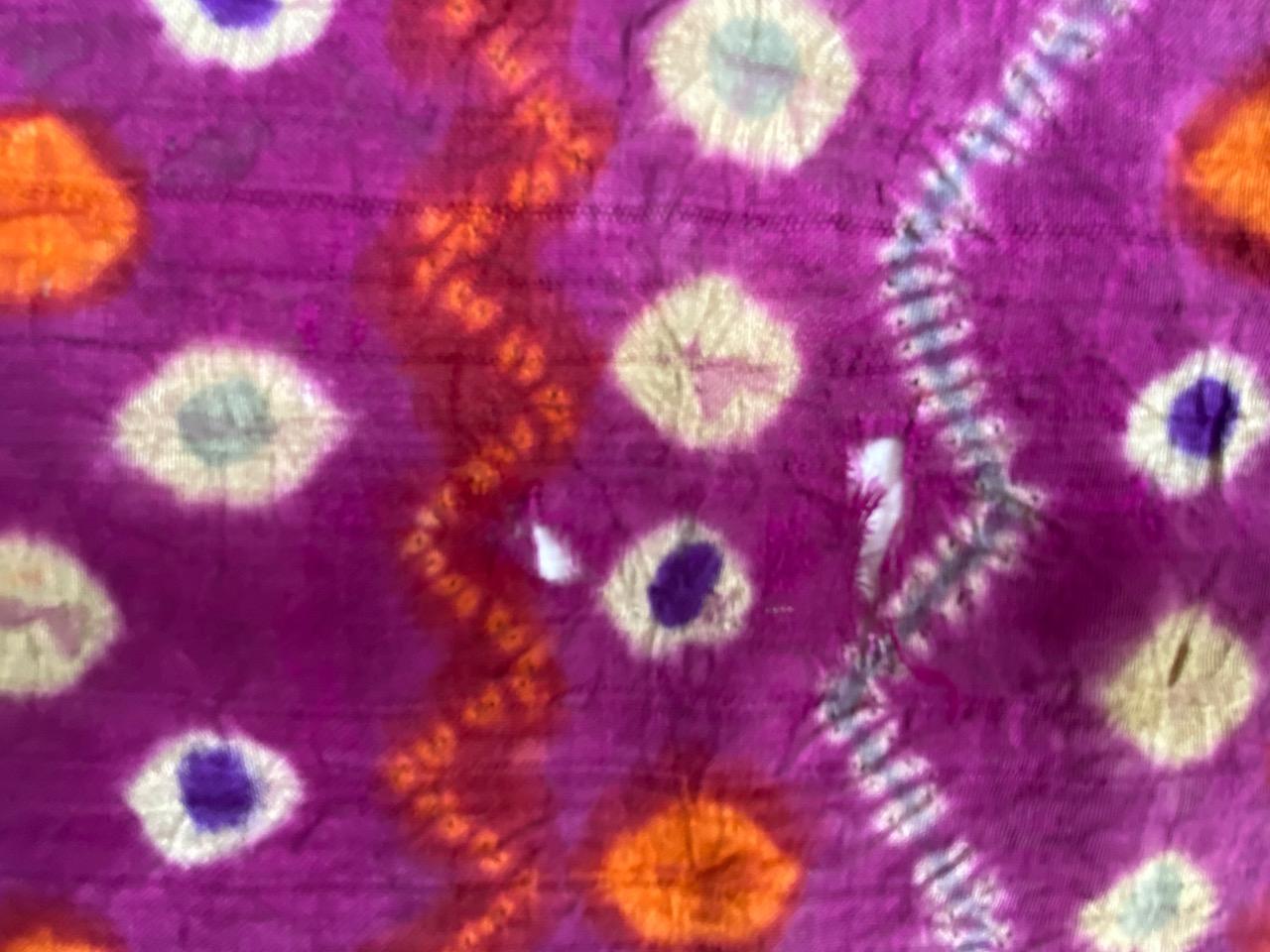 Andrianna Shamaris Antique Vibrant Fine Silk Ceremonial Shoulder Cloth For Sale 2