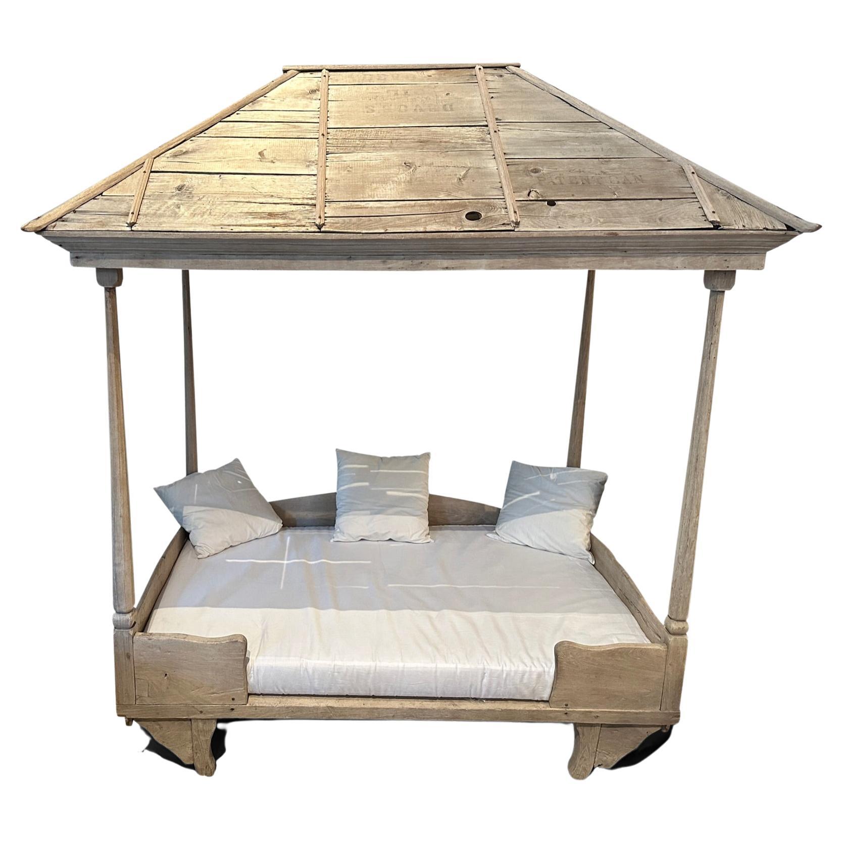 Antique Wabi Sabi Daybed With Canopy