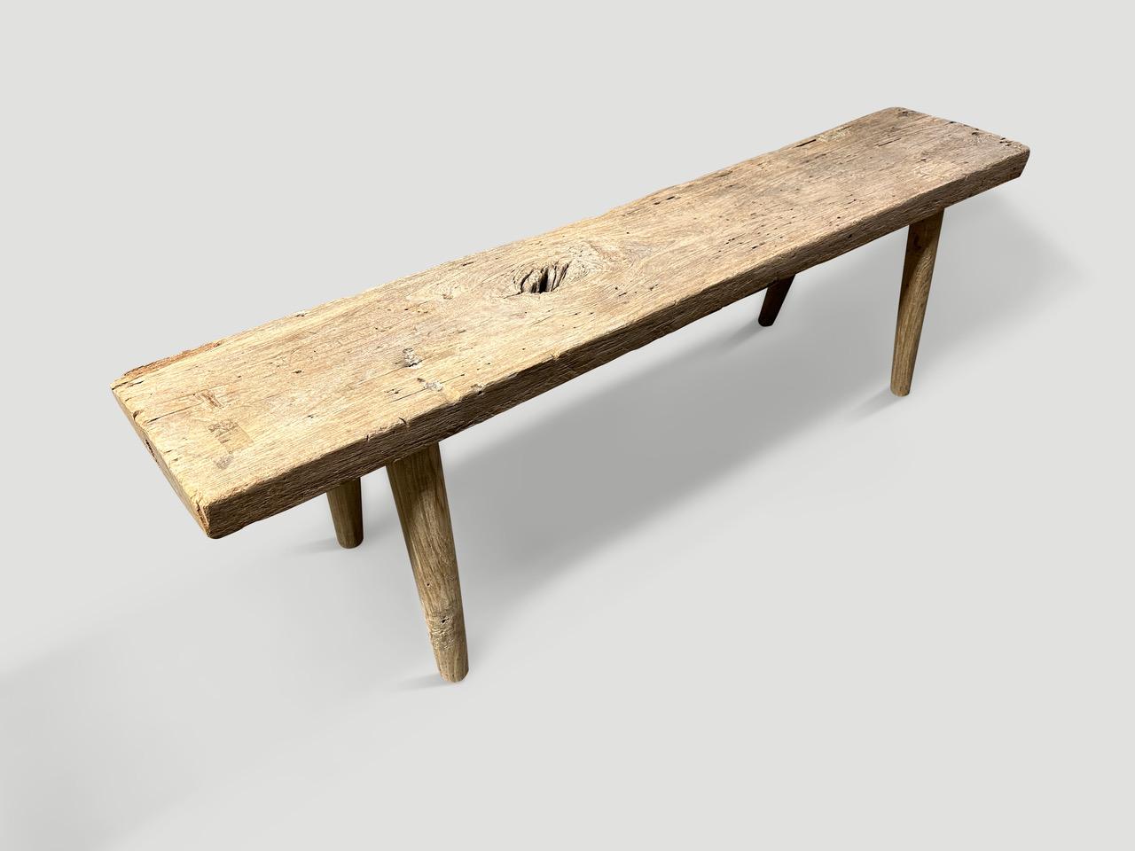 Indonesian Andrianna Shamaris Antique Wabi Sabi Teak Wood Bench For Sale