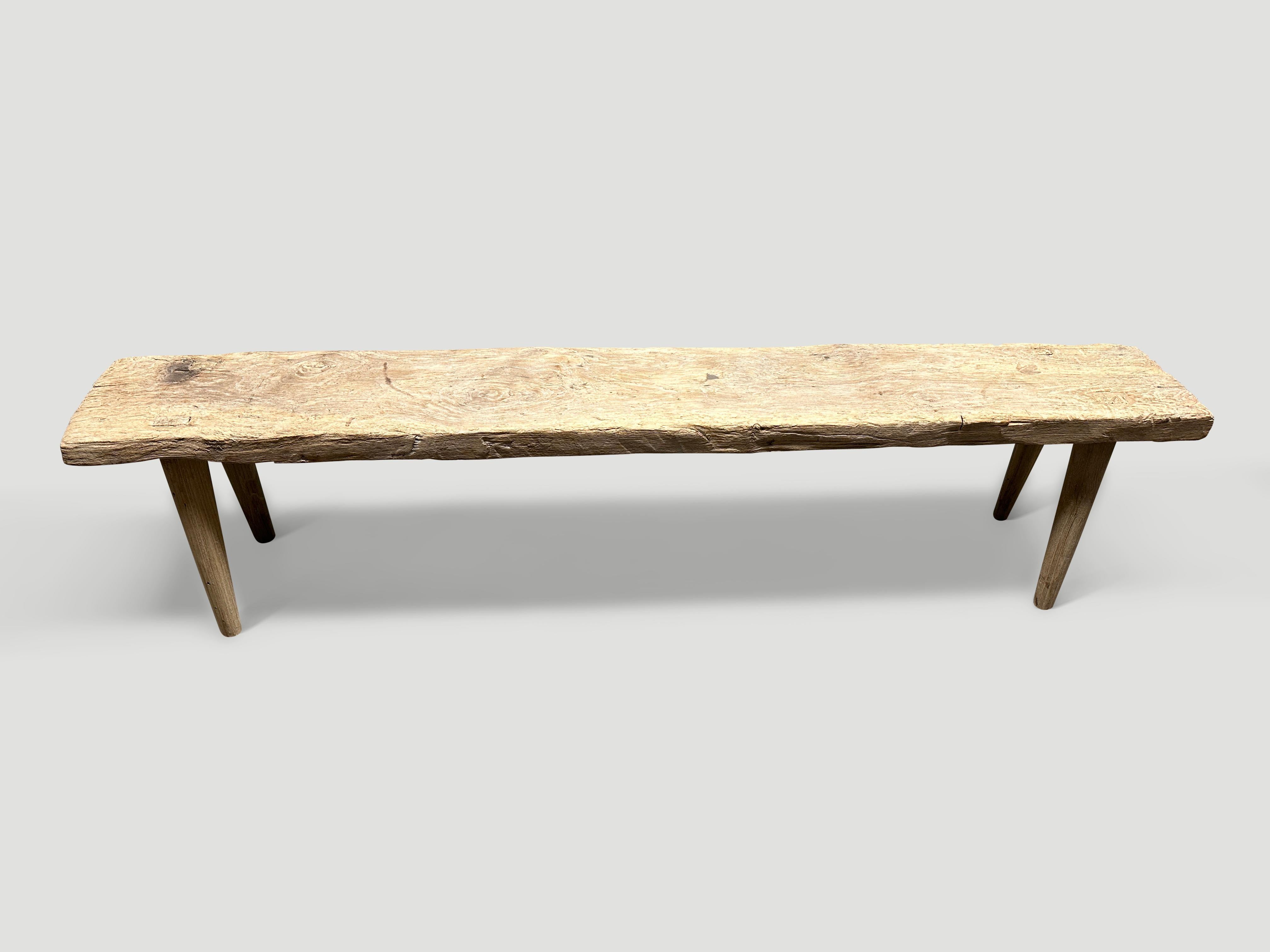 Andrianna Shamaris Antique Wabi Sabi Teak Wood Bench  In Excellent Condition In New York, NY