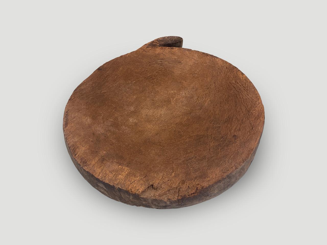 Primitive Andrianna Shamaris Antique Wabi Sabi Wood Platter For Sale