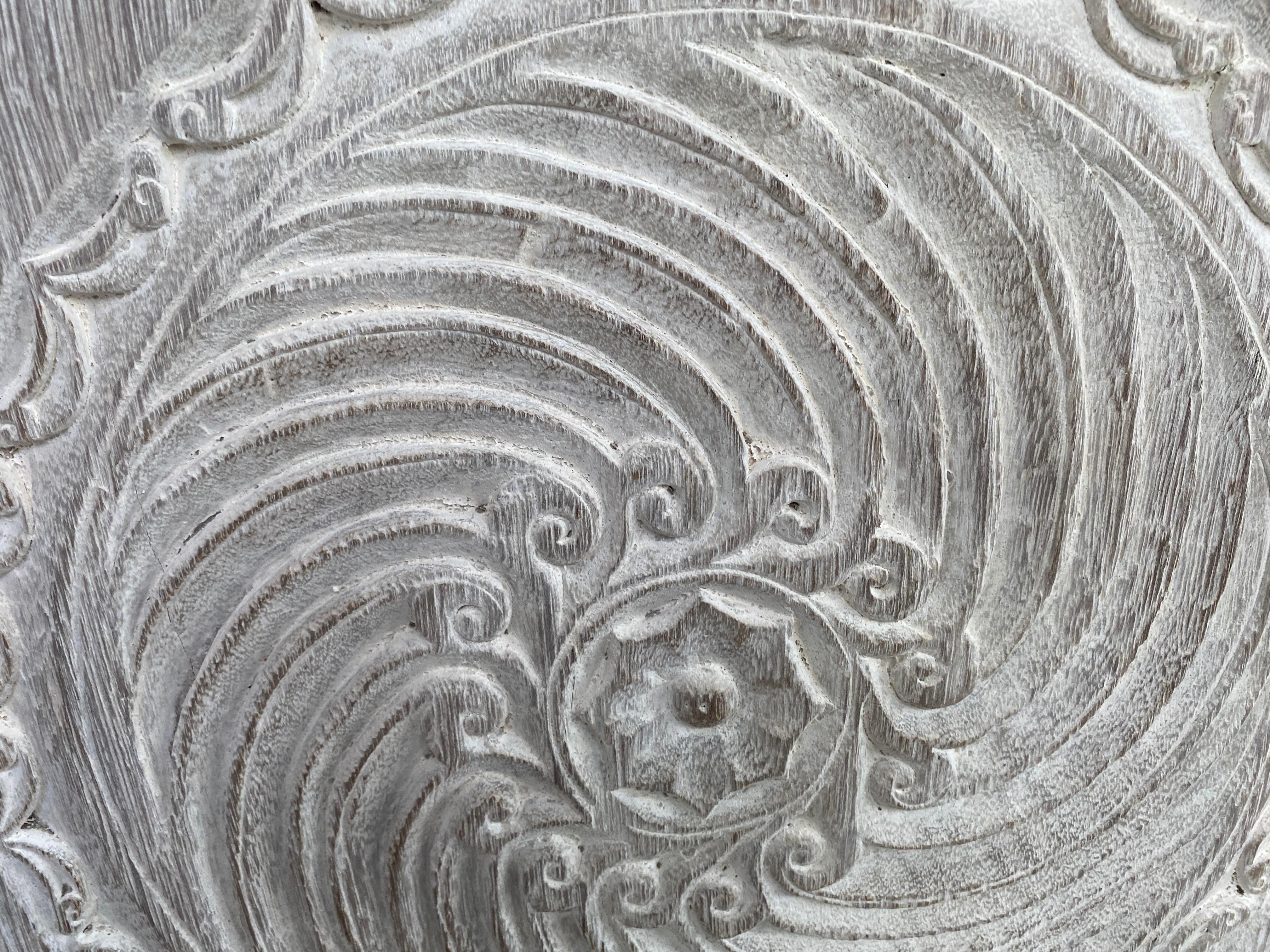 Andrianna Shamaris Antique White Washed Carved Panel In Good Condition For Sale In New York, NY