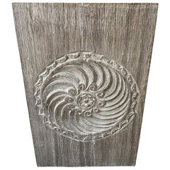 Andrianna Shamaris Antique White Washed Merbau Wood Carved Panel