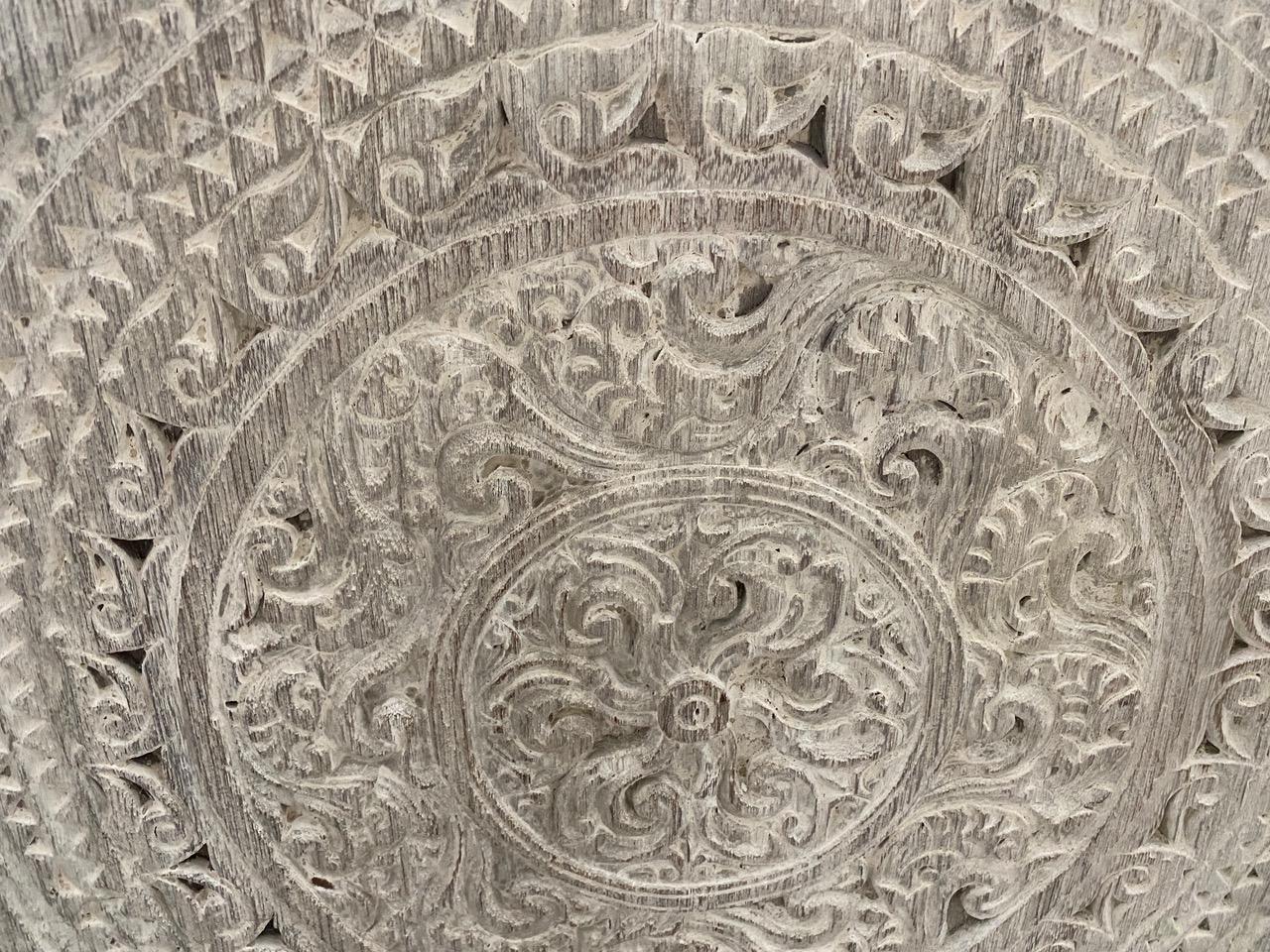 Antique hand carved merbau wood panel from Lampung, Sumatra. We have a collection in various sizes all white washed. The size and price reflect the one shown. Stunning on both sides.

This panel was sourced in the spirit of wabi sabi, a Japanese