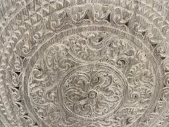 Antike weiß gewaschene Merbau Holz geschnitzt Panel