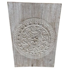 Andrianna Shamaris Antique White Washed Merbau Wood Carved Panel