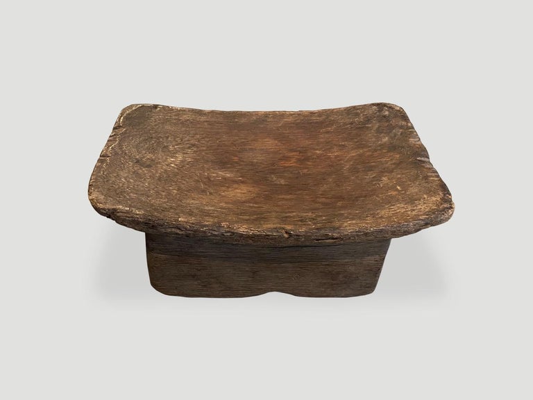 Andrianna Shamaris Antique Wood African Stool In Excellent Condition For Sale In New York, NY