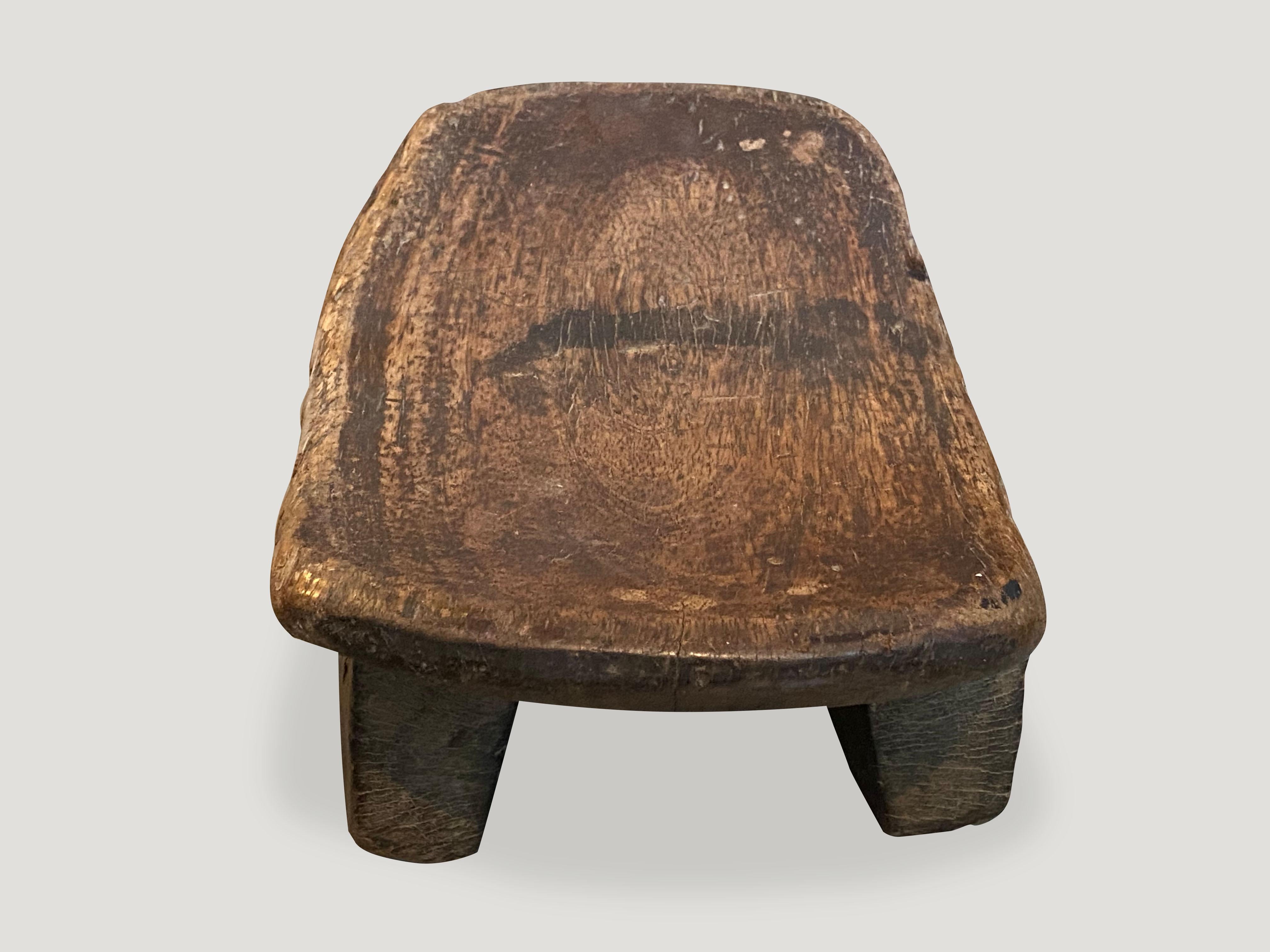 Andrianna Shamaris Antique Wood African Stool In Excellent Condition In New York, NY