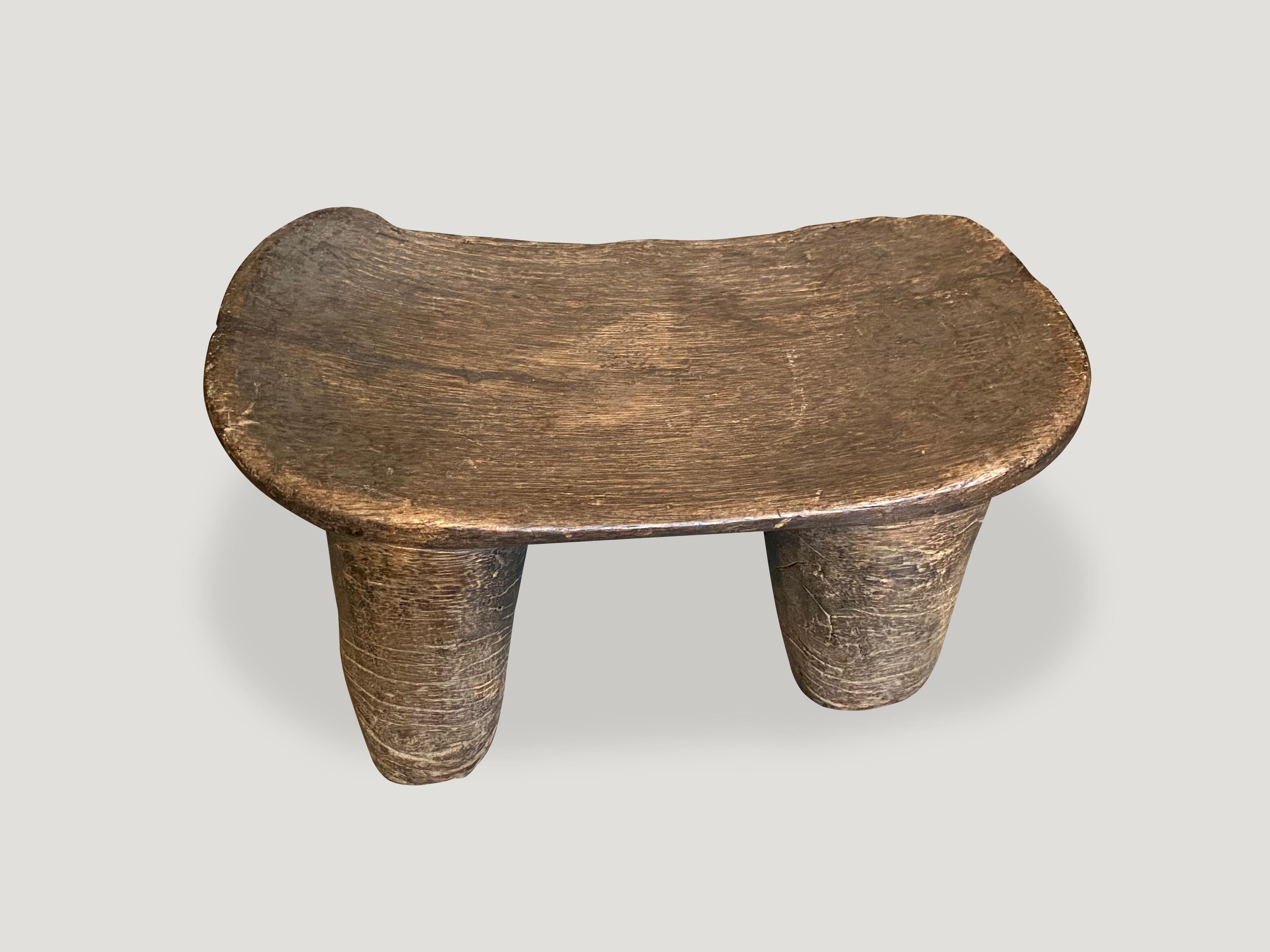 Andrianna Shamaris Antique Wood African Stool In Excellent Condition In New York, NY