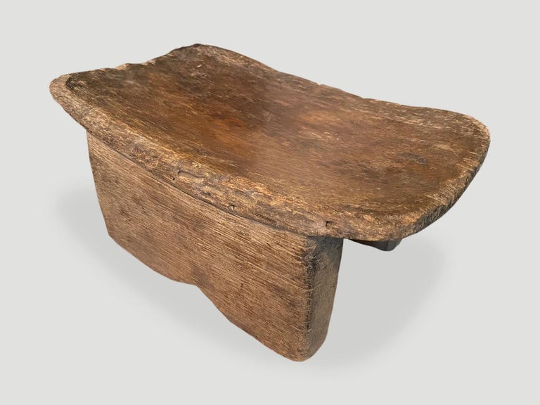 20th Century Andrianna Shamaris Antique Wood African Stool For Sale