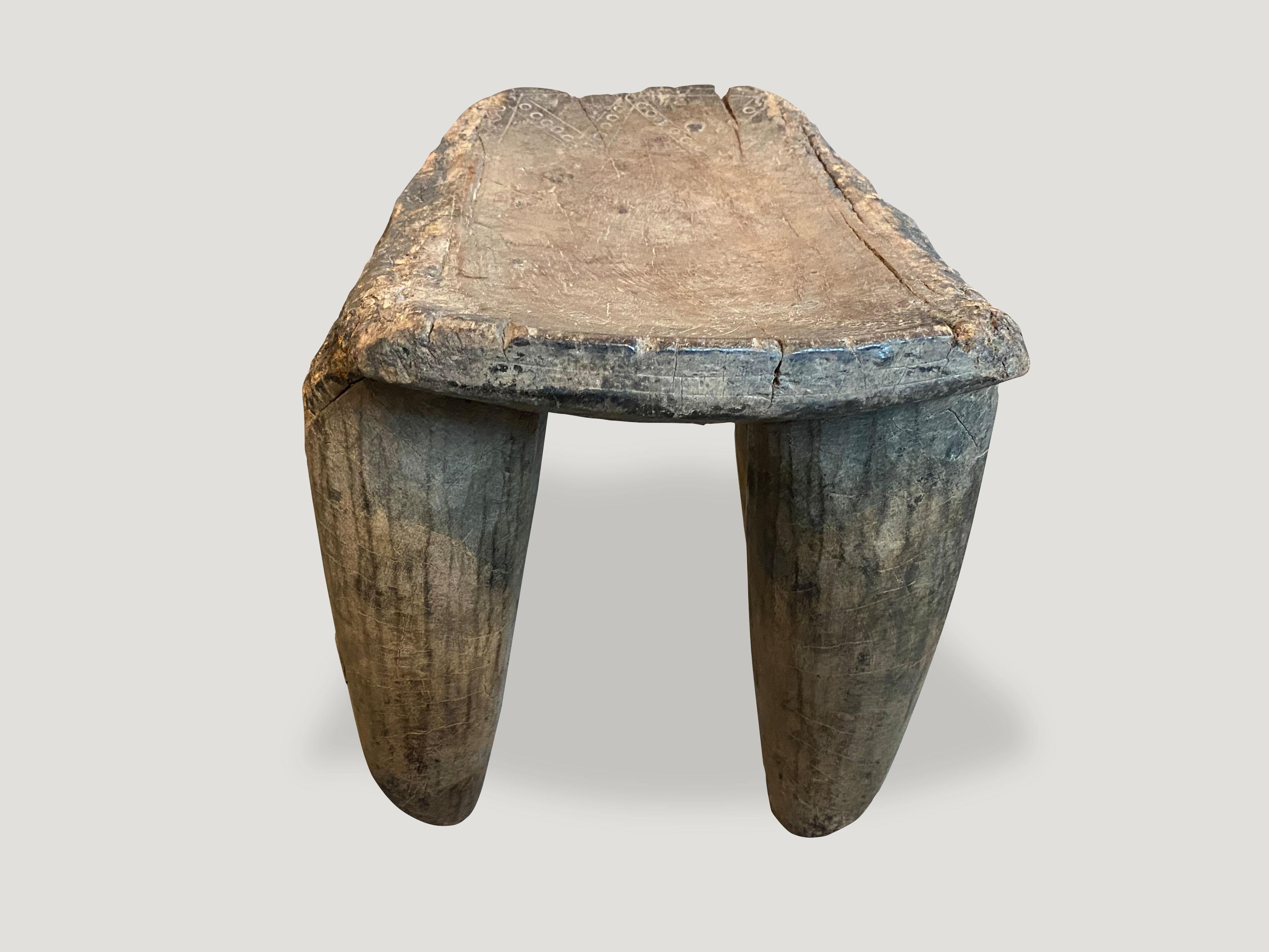 20th Century Andrianna Shamaris Antique Wood African Stool