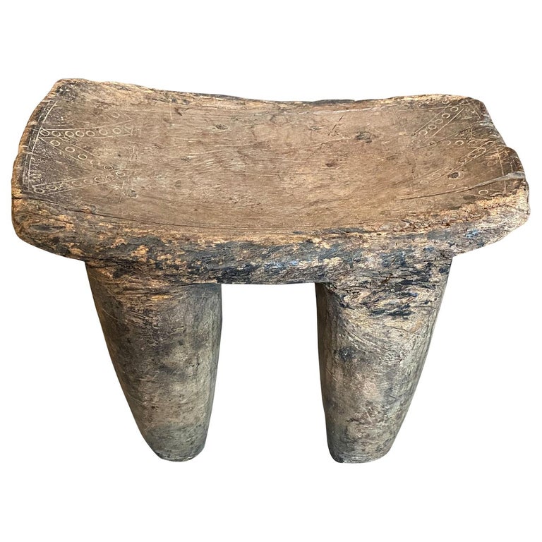 Andrianna Shamaris Antique Wood African Stool For Sale