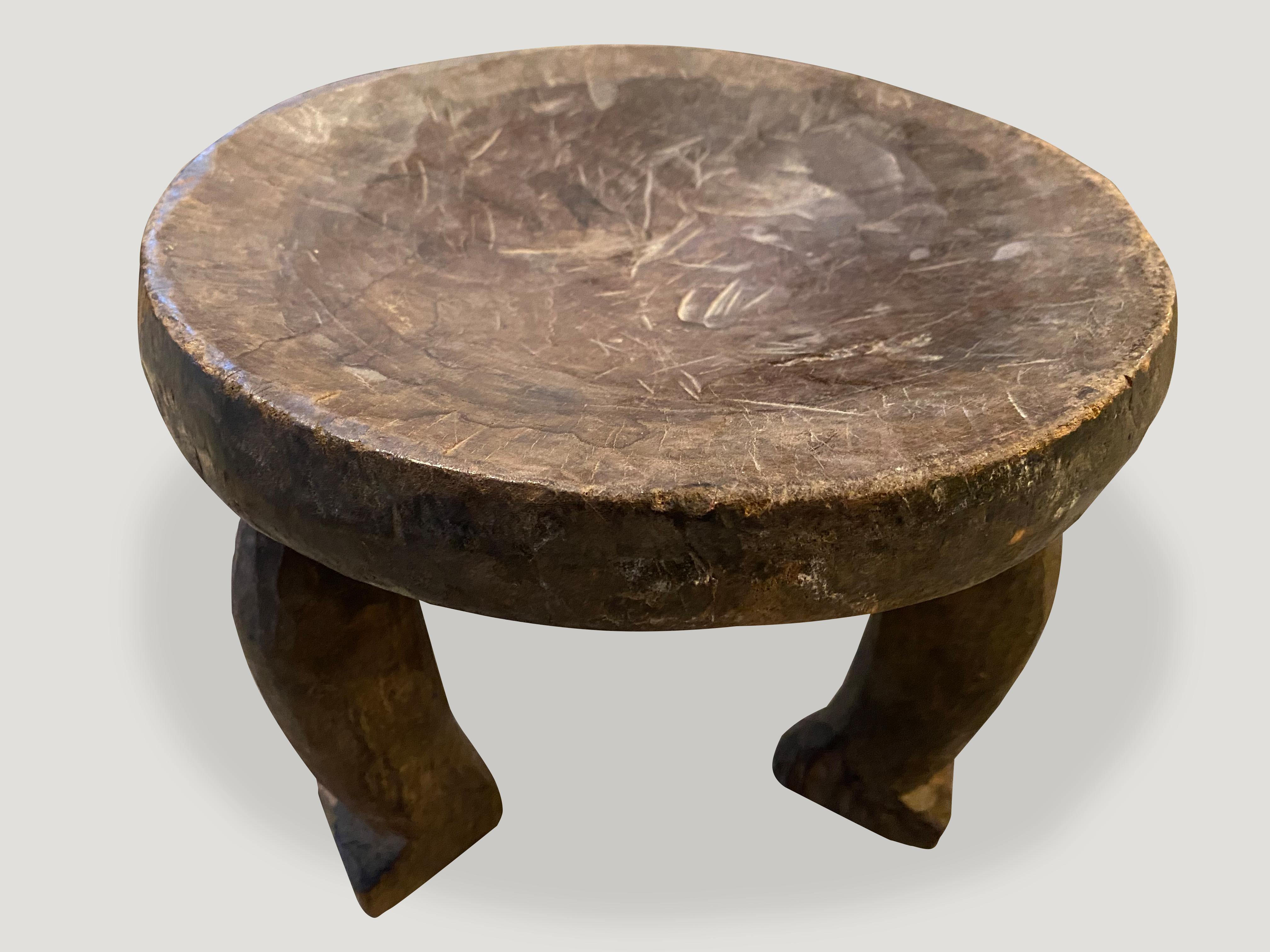Andrianna Shamaris Antique Wood African Stool or Side Table In Excellent Condition In New York, NY